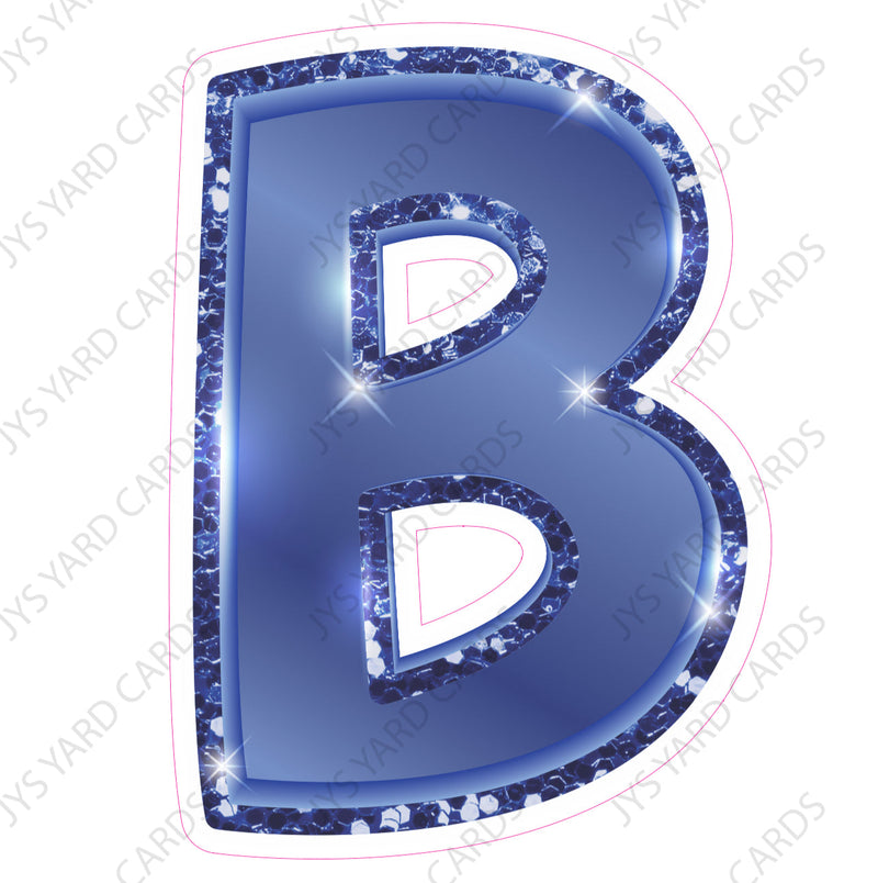 Single Letters: 12” Bouncy Glitter Metallic Navy Blue