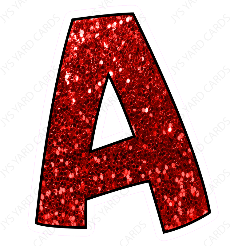 One Inch Red Glitter Iron On Characters - Letters or Numbers Vinyl Printing