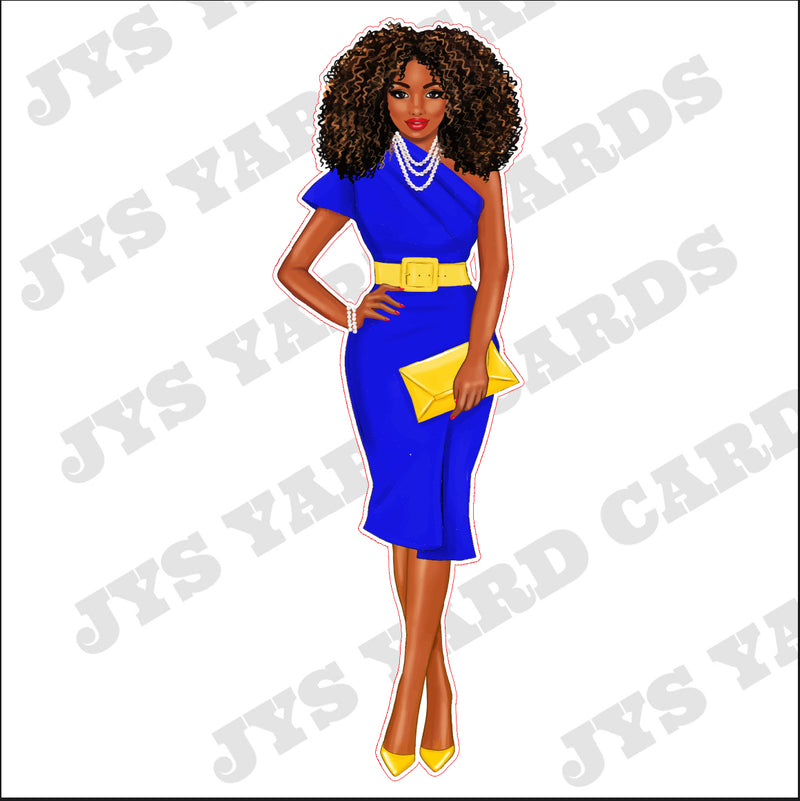 AFRO WOMAN WITH CLUTCH: BLUE