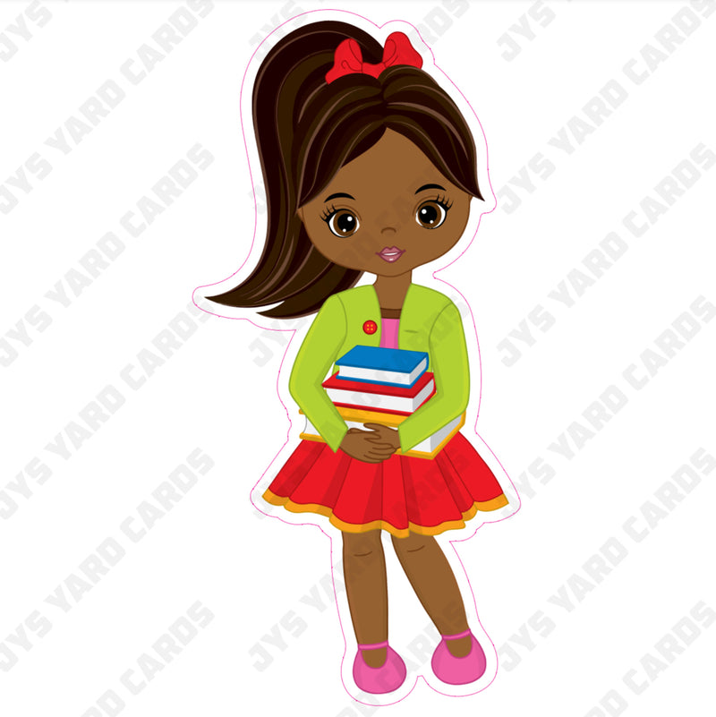 SCHOOL BROWN GIRL WITH BOOKS