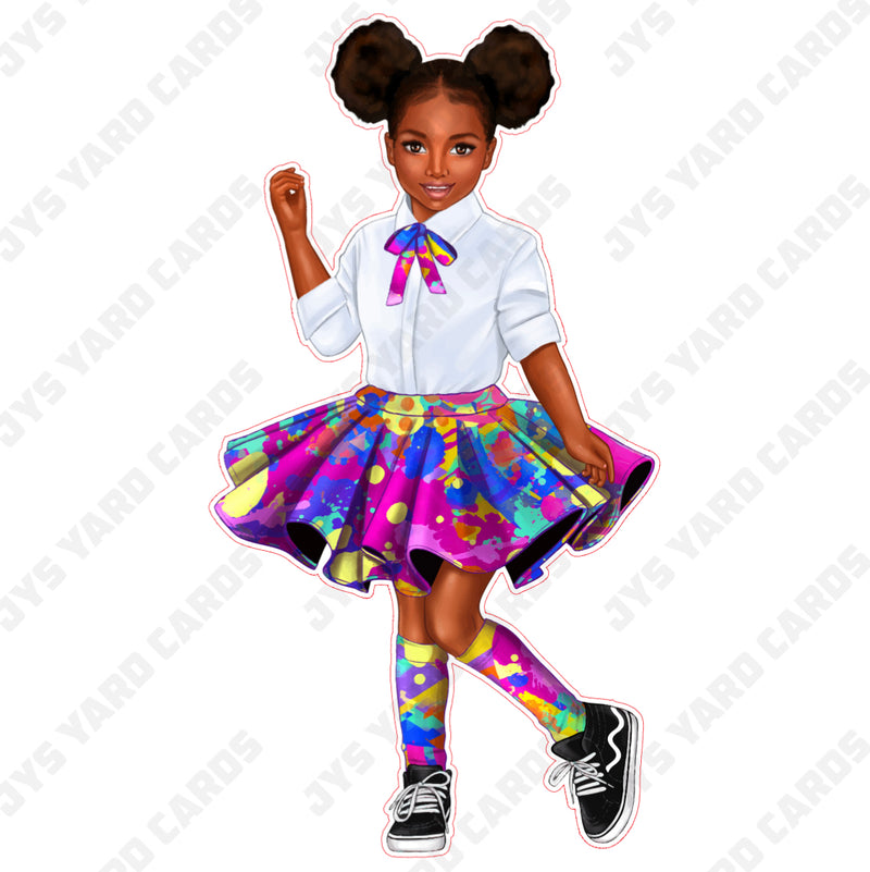 BROWN CHILD: COLORFUL SKIRT