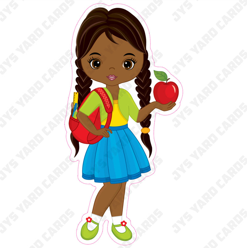 SCHOOL BROWN GIRL WITH APPLE