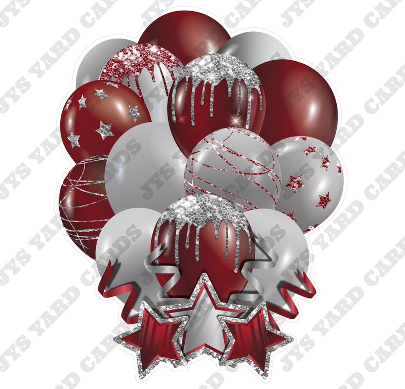 SINGLE JAZZY SOLID BALLOON: BURGUNDY AND SILVER