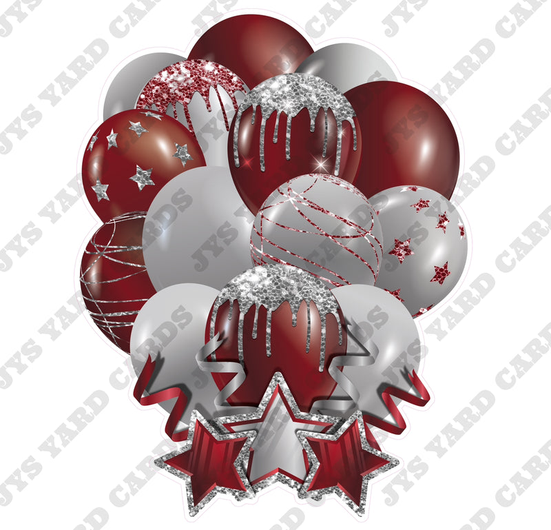 SINGLE JAZZY SOLID BALLOON: BURGUNDY AND SILVER - Yard Card Signs by JYS International