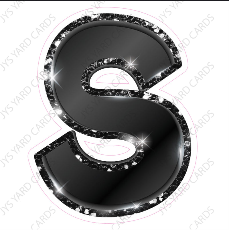 Single Letters: 12” Bouncy Metallic Black