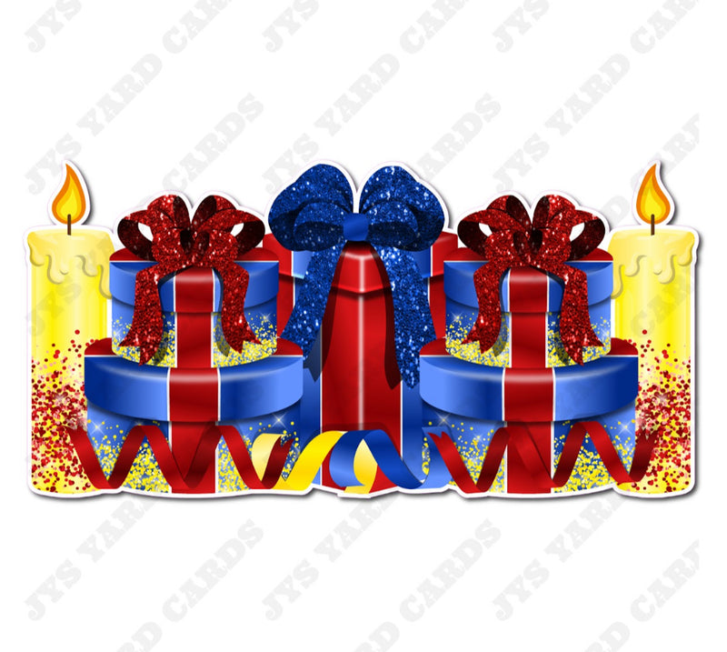 GIFT PANEL: RED, YELLOW & BLUE - Yard Card Signs by JYS International