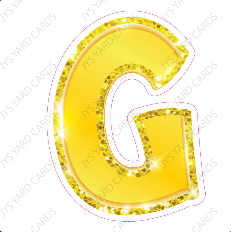 Single Letters: 23” Bouncy Metallic Yellow - Yard Card Signs by JYS International