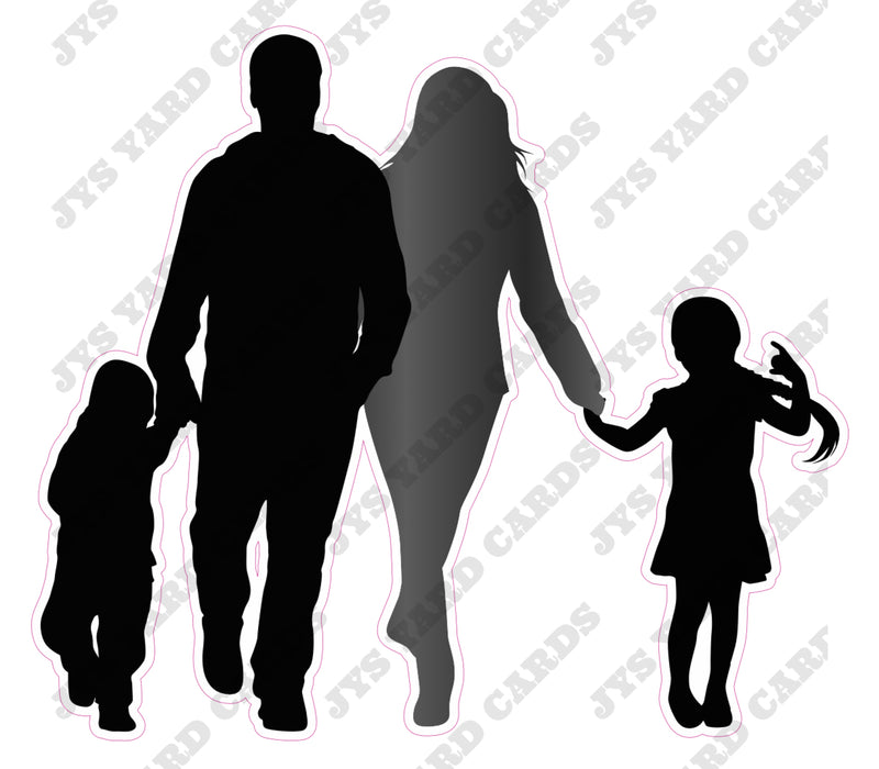 FAMILY SILHOUETTE 4 - Yard Card Signs by JYS International