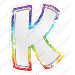 Single Letters: 12” Bouncy Metallic White With Rainbow - Yard Card Signs by JYS International