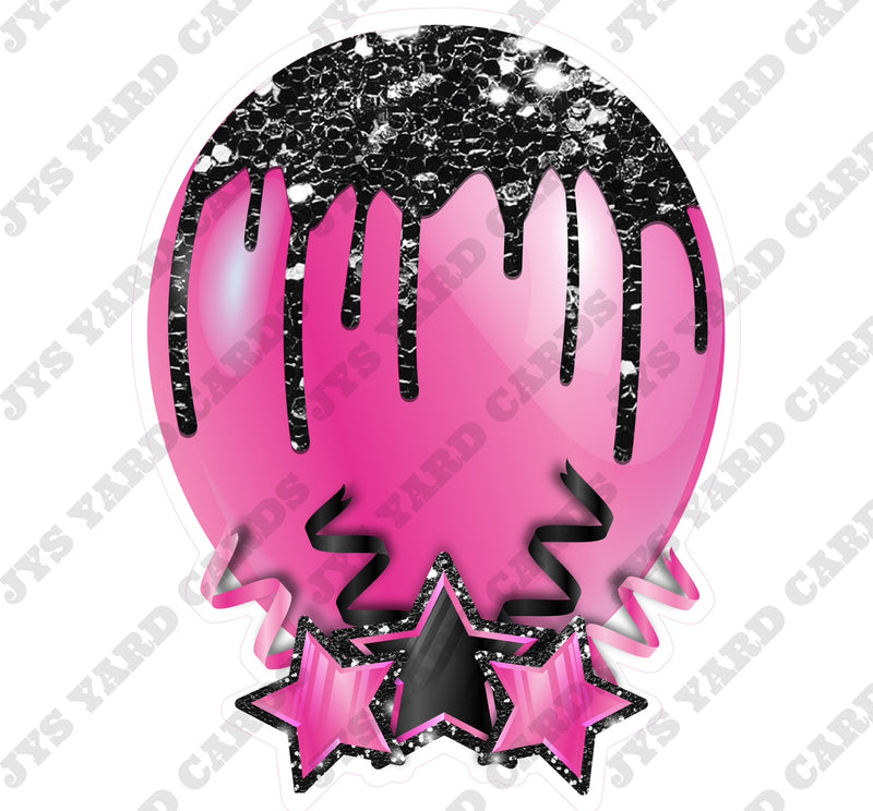 INDIVIDUAL BALLOON: BLACK AND PINK - Yard Card Signs by JYS International