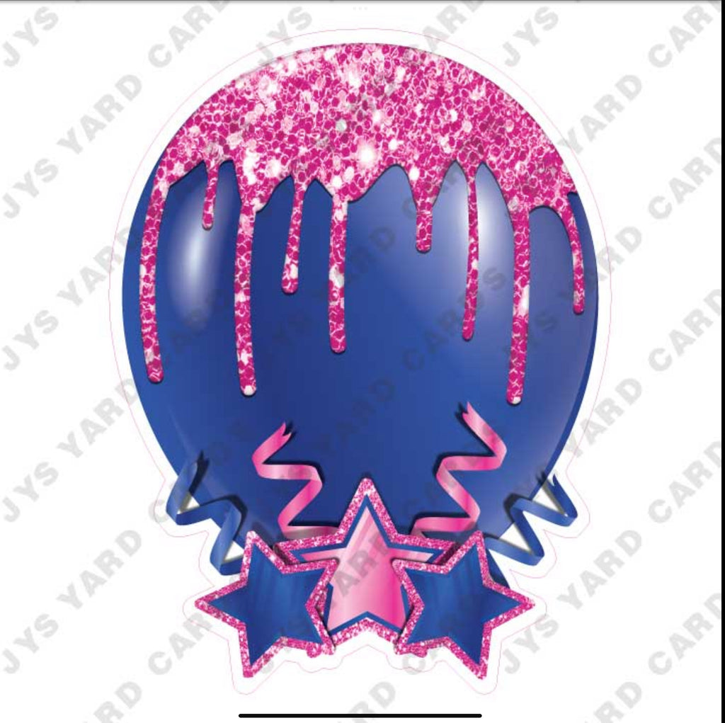 INDIVIDUAL BALLOON: DARK BLUE AND PINK - Yard Card Signs by JYS International