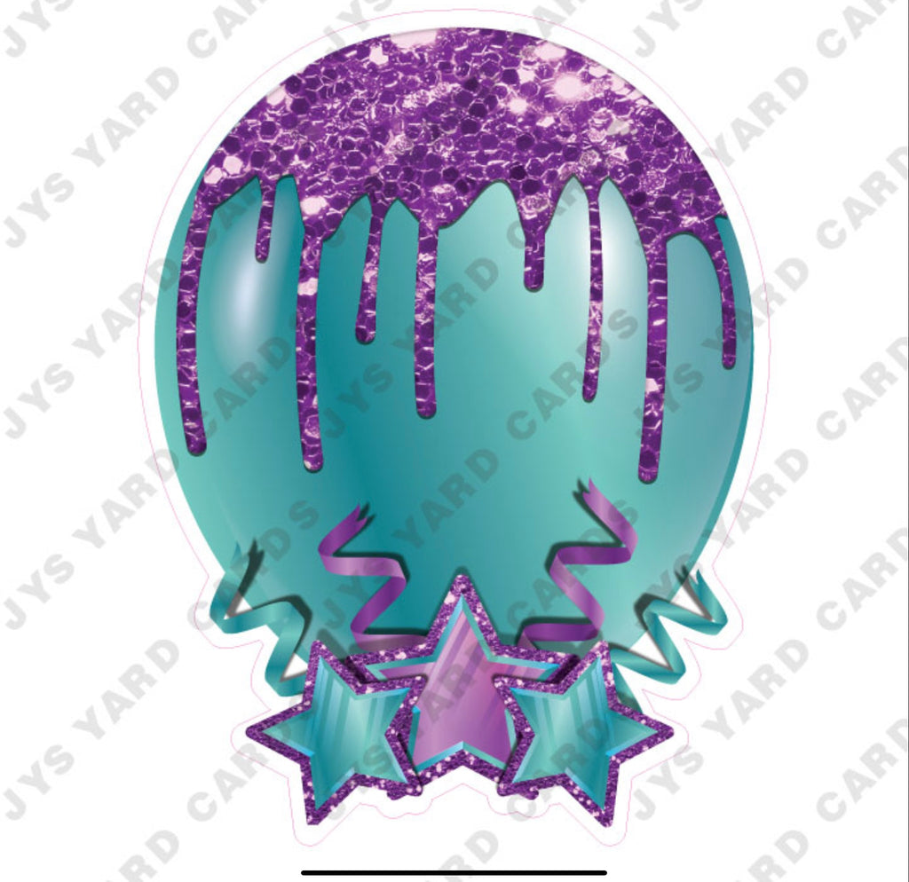 INDIVIDUAL BALLOON: TEAL AND PURPLE - Yard Card Signs by JYS International