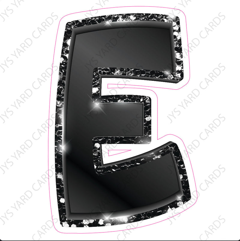Single Letters: 12” Bouncy Metallic Black