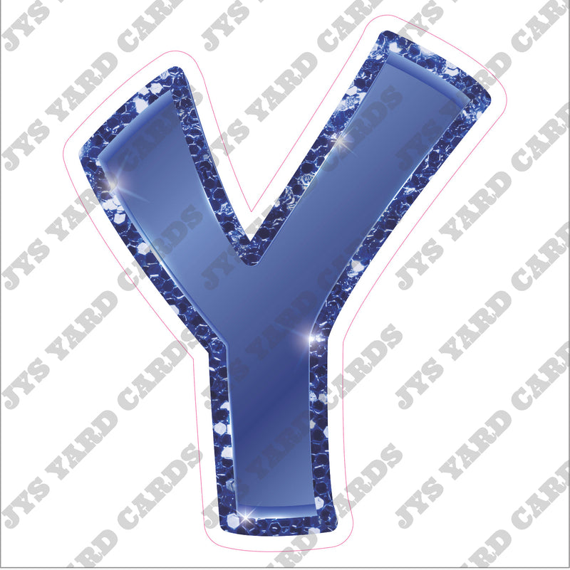 Single Letters: 12” Bouncy Glitter Metallic Navy Blue - Yard Card Signs by JYS International