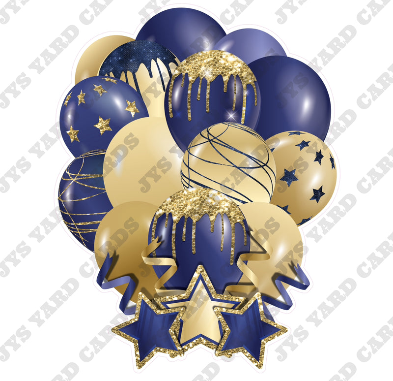 SINGLE JAZZY SOLID BALLOON: NAVY AND GOLD