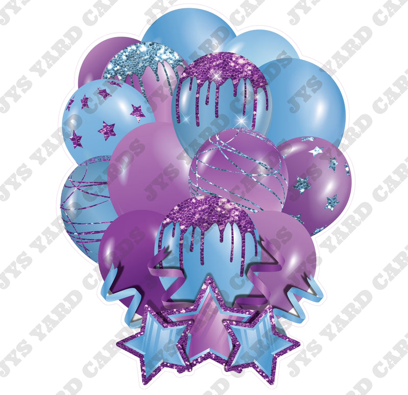 SINGLE JAZZY SOLID BALLOON: BLUE AND LIGHT PURPLE - Yard Card Signs by JYS International