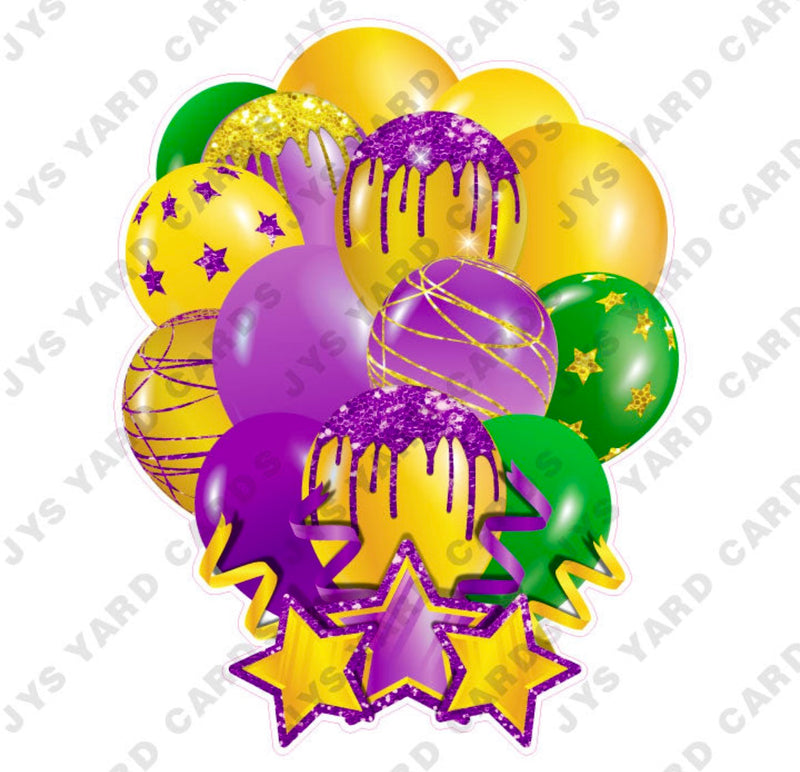 SINGLE JAZZY SOLID BALLOON: PURPLE, YELLOW, AND GREEN