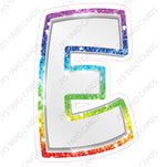 Single Letters: 12” Bouncy Metallic White With Rainbow