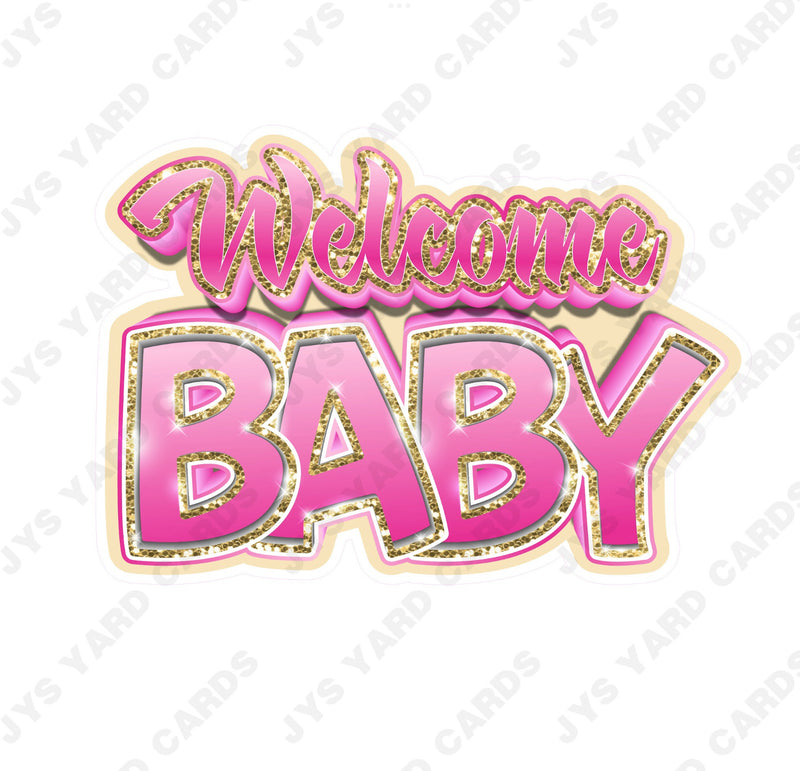 WELCOME BABY CENTERPIECE: Pink & Gold
