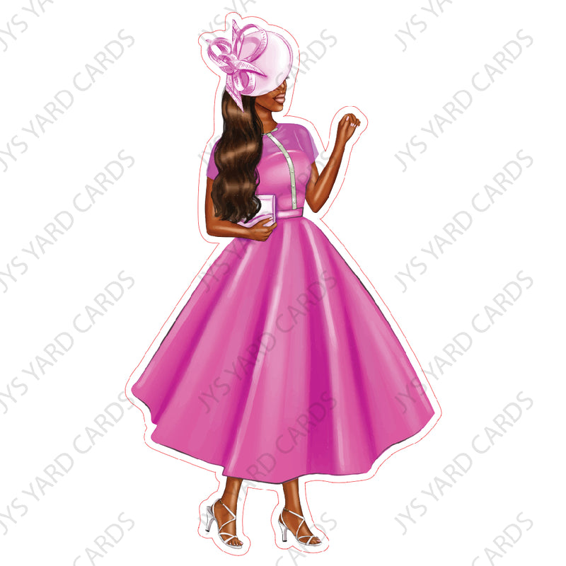 FANCY BROWN WOMAN: Pink - Yard Card Signs by JYS International