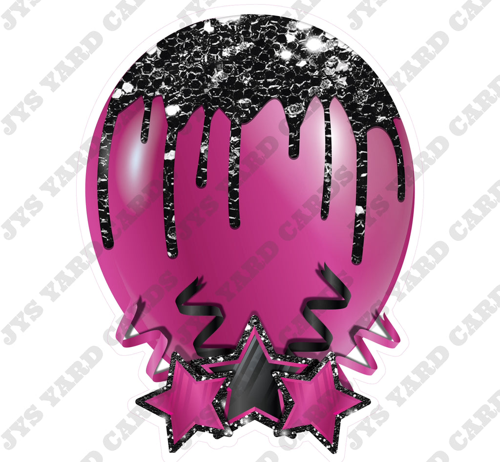 INDIVIDUAL BALLOON: BLACK AND HOT PINK - Yard Card Signs by JYS International