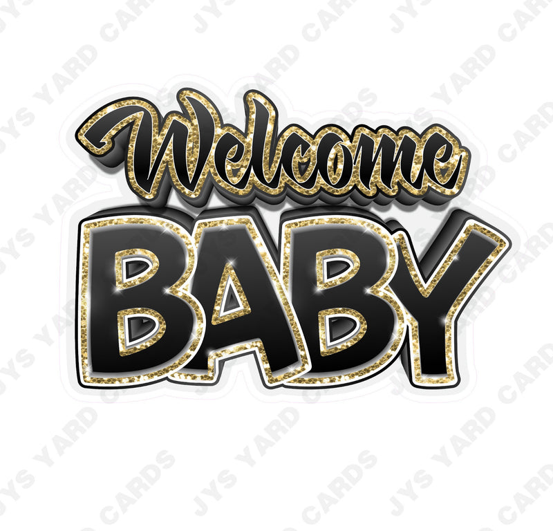 WELCOME BABY CENTERPIECE: Black & Gold