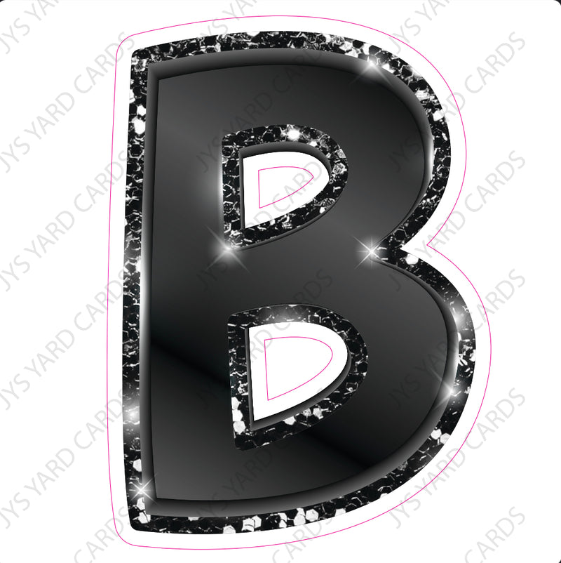 Single Letters: 18” Bouncy Metallic Black