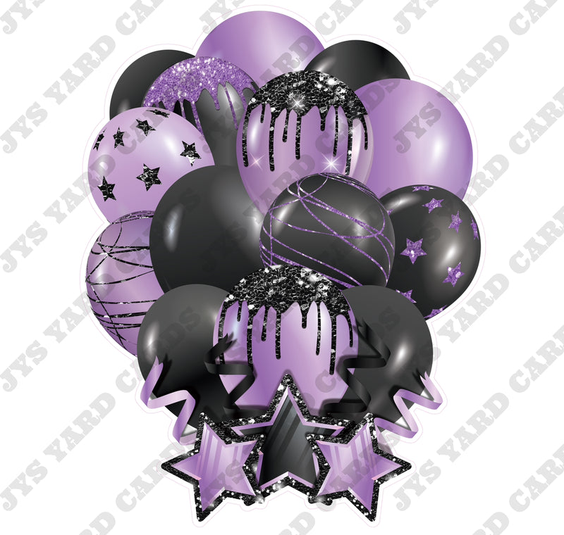 SINGLE JAZZY SOLID BALLOON: BLACK AND LIGHT PURPLE - Yard Card Signs by JYS International