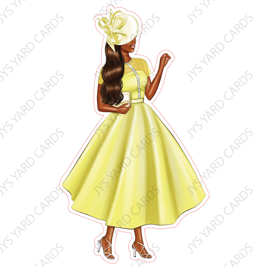 FANCY BROWN WOMAN: Yellow - Yard Card Signs by JYS International