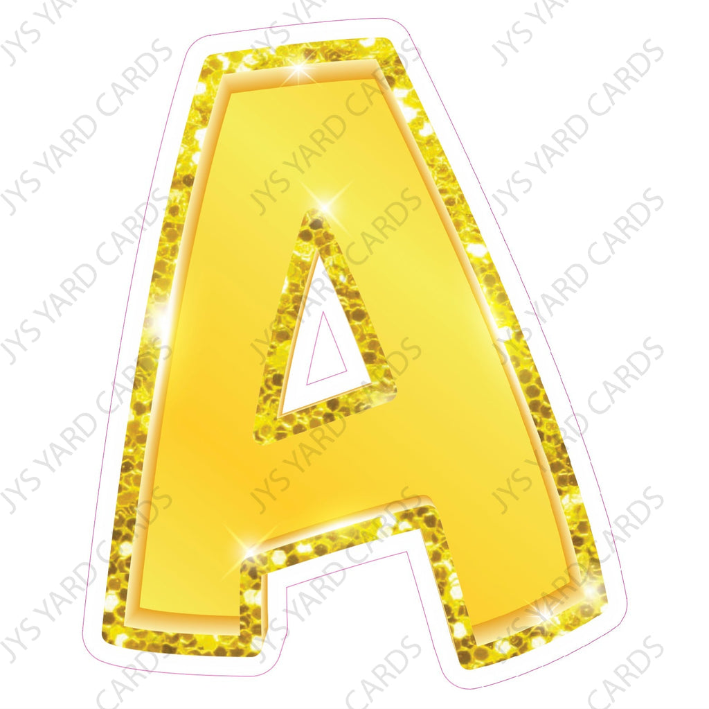 Single Letters: 23” Bouncy Metallic Yellow - Yard Card Signs by JYS International