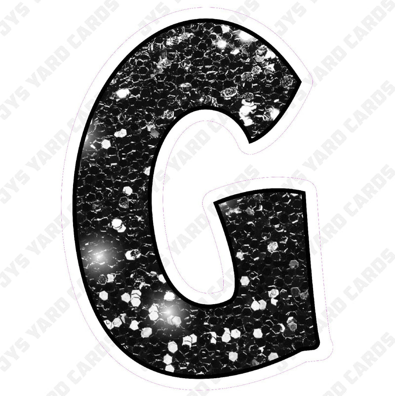 Single Letters: 23” Bouncy Glitter Black