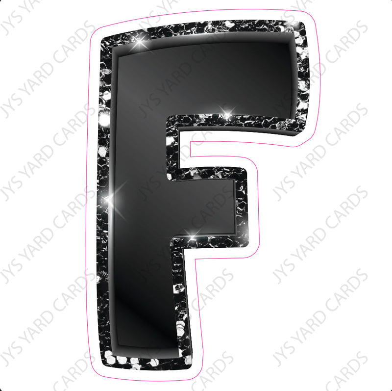 Single Letters: 12” Bouncy Metallic Black