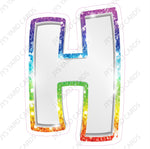 Single Letters: 12” Bouncy Metallic White With Rainbow