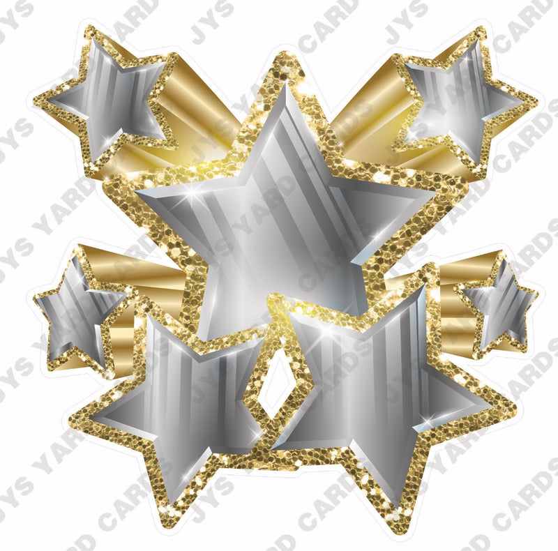 SHOOTING STARS: SILVER & GOLD - Yard Card Signs by JYS International