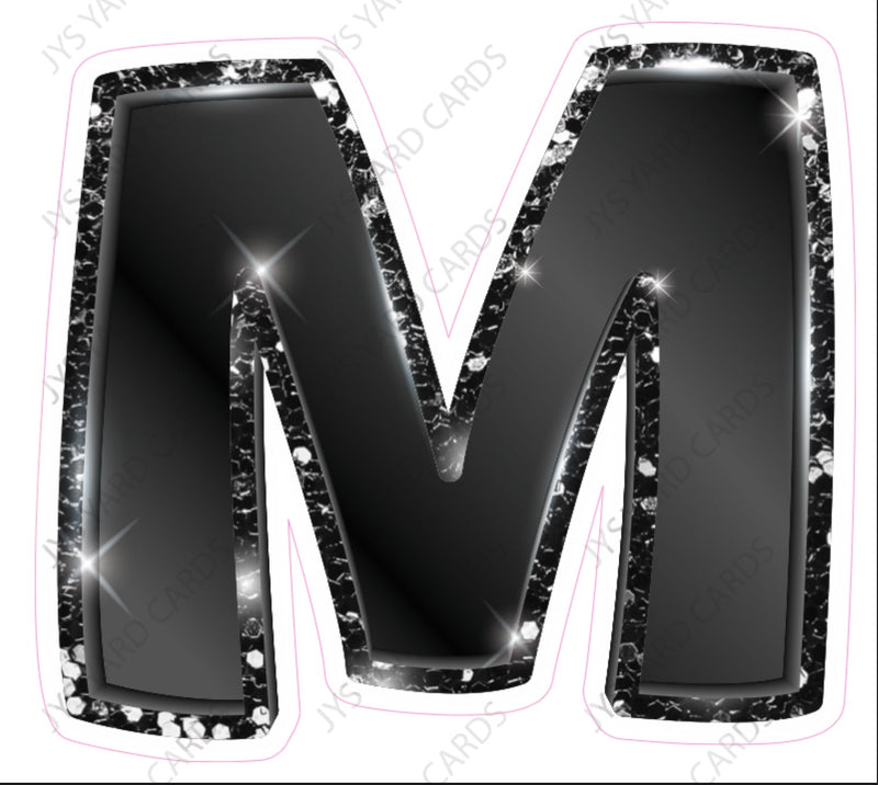 Single Letters: 12” Bouncy Metallic Black