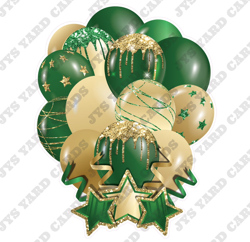 SINGLE JAZZY SOLID BALLOON: GREEN AND GOLD