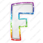 Single Letters: 12” Bouncy Metallic White With Rainbow