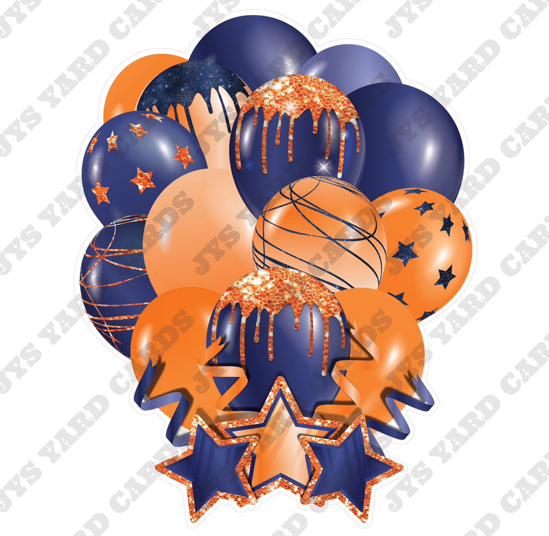 SINGLE JAZZY SOLID BALLOON: NAVY AND ORANGE