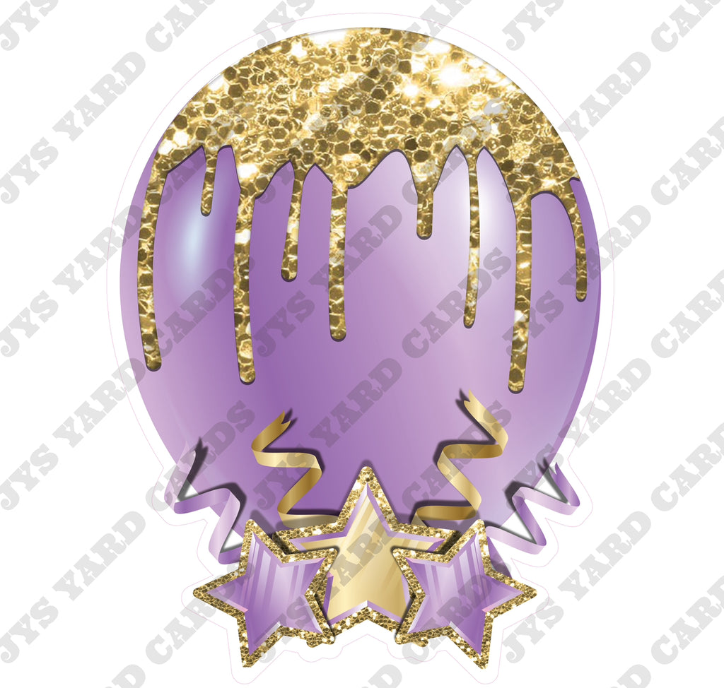 INDIVIDUAL BALLOON: GOLD AND LIGHT PURPLE - Yard Card Signs by JYS International