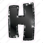 Single Letters: 12” Bouncy Metallic Black