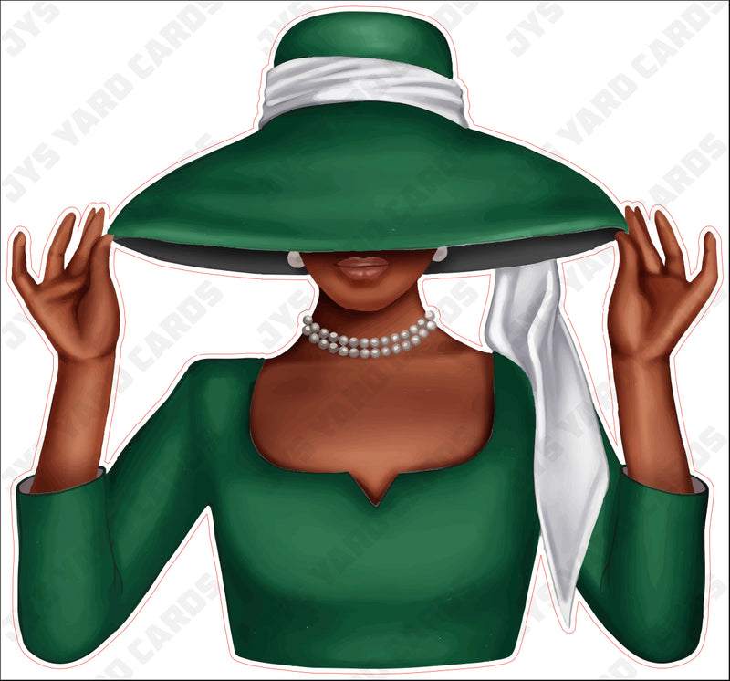 BROWN WOMAN WITH HAT: GREEN