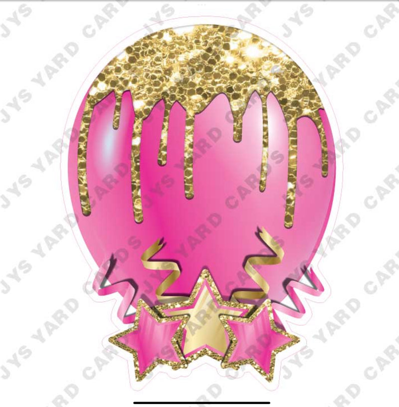 INDIVIDUAL BALLOON: PINK AND GOLD - Yard Card Signs by JYS International