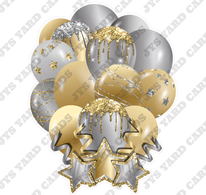 SINGLE JAZZY SOLID BALLOON: GOLD AND SILVER