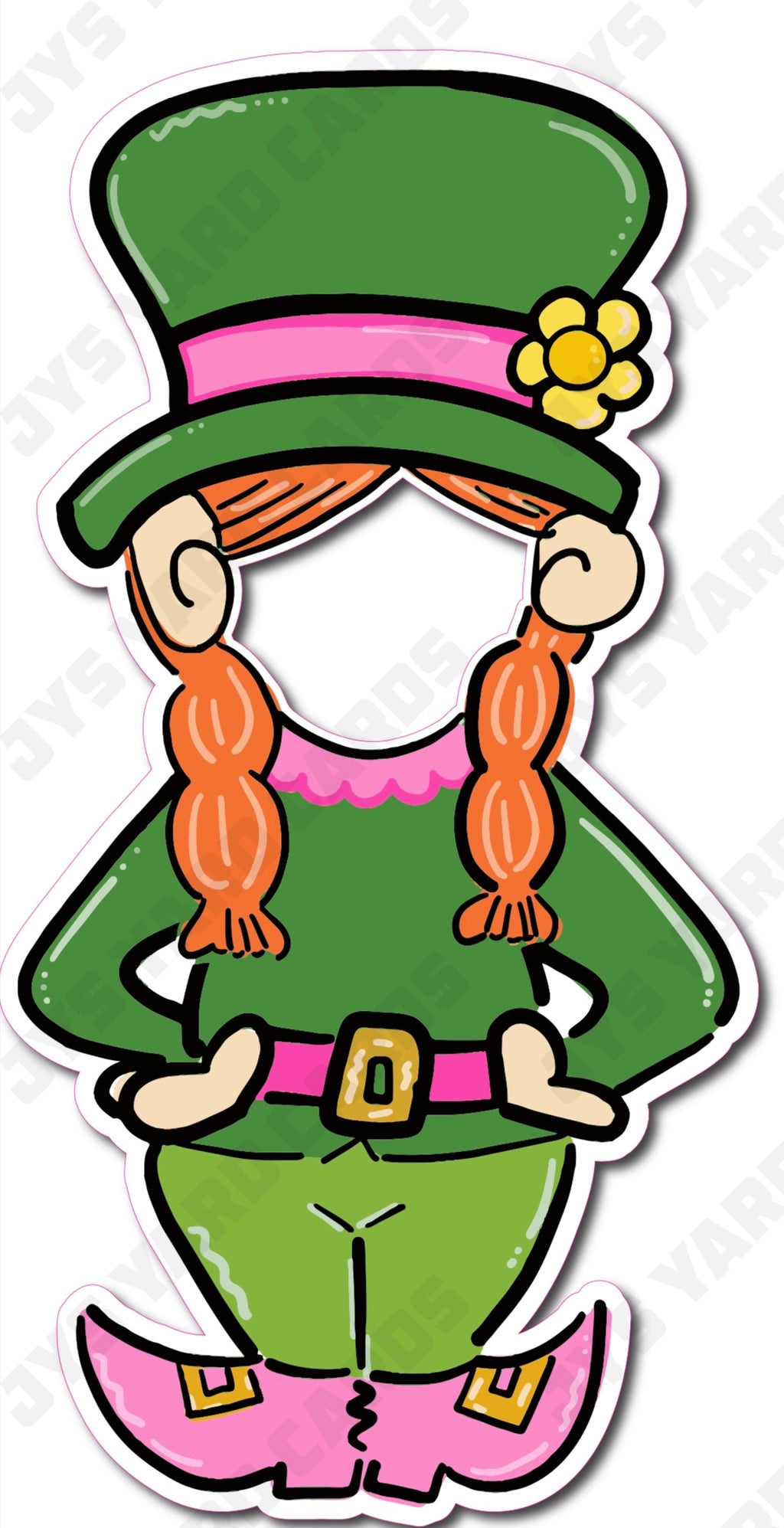 LEPRACHAUN GIRL FACE CUT OUT - Yard Card Signs by JYS International