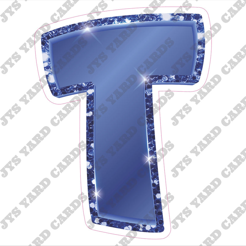 Single Letters: 12” Bouncy Glitter Metallic Navy Blue - Yard Card Signs by JYS International