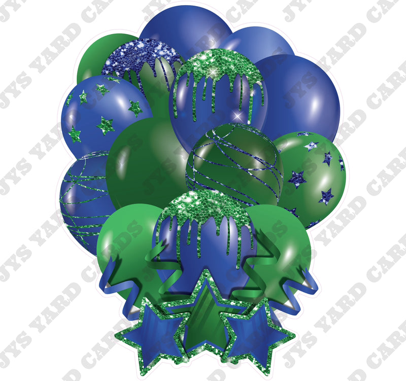 SINGLE JAZZY SOLID BALLOON: BLUE AND GREEN