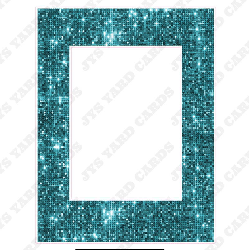 SEQUIN HBD PHOTO FRAME: TEAL - Yard Card Signs by JYS International