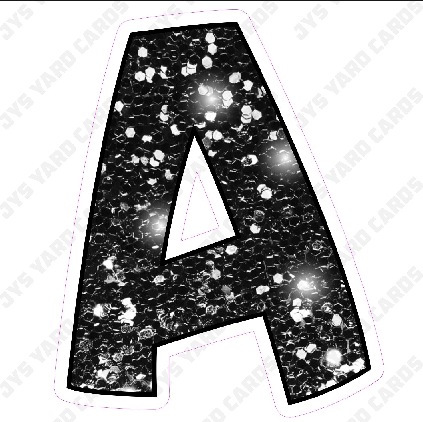 Single Letters: 12” Bouncy Glitter Black – Yard Card Signs by JYS  International