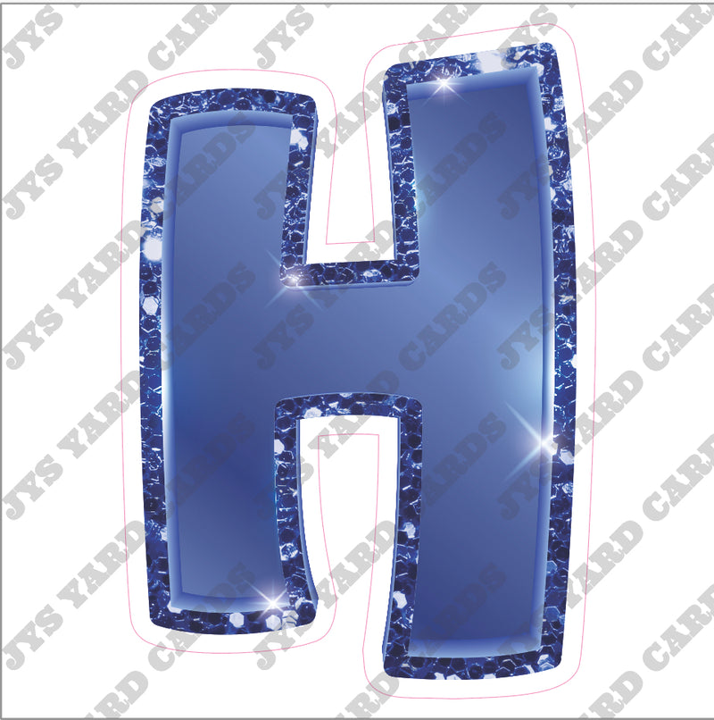 Single Letters: 18” Bouncy Glitter Metallic Navy Blue