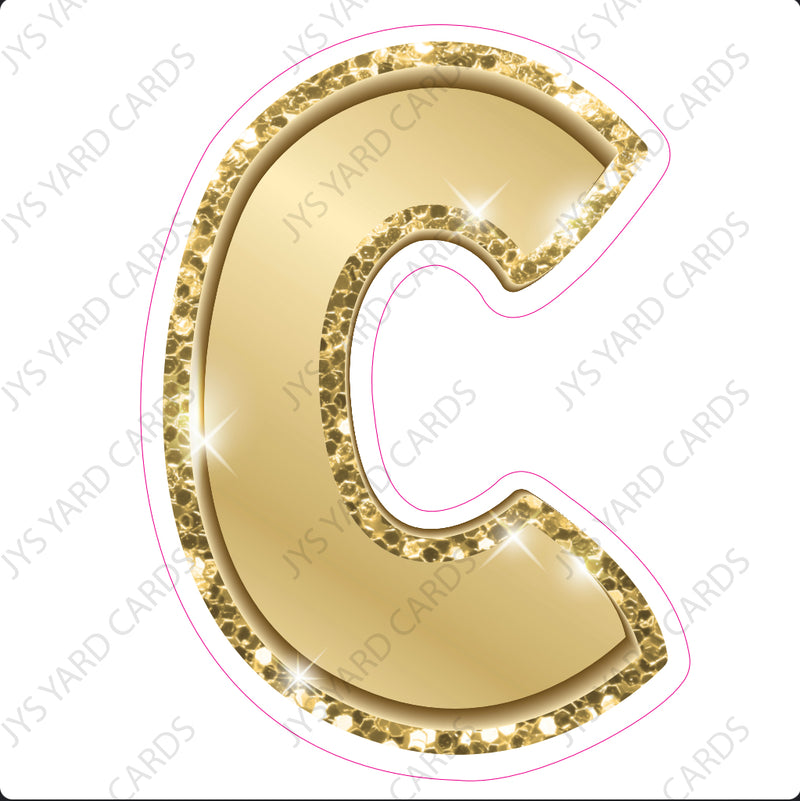 Single Letters: 18” Bouncy Metallic Gold